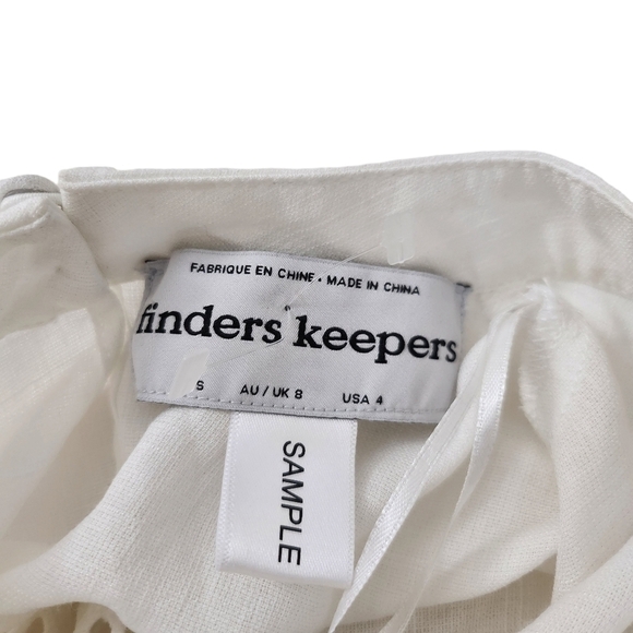 Finders Keepers Blouse 4 Ivory White Lattice Long Sleeve Crop Top Sample - Picture 8 of 13